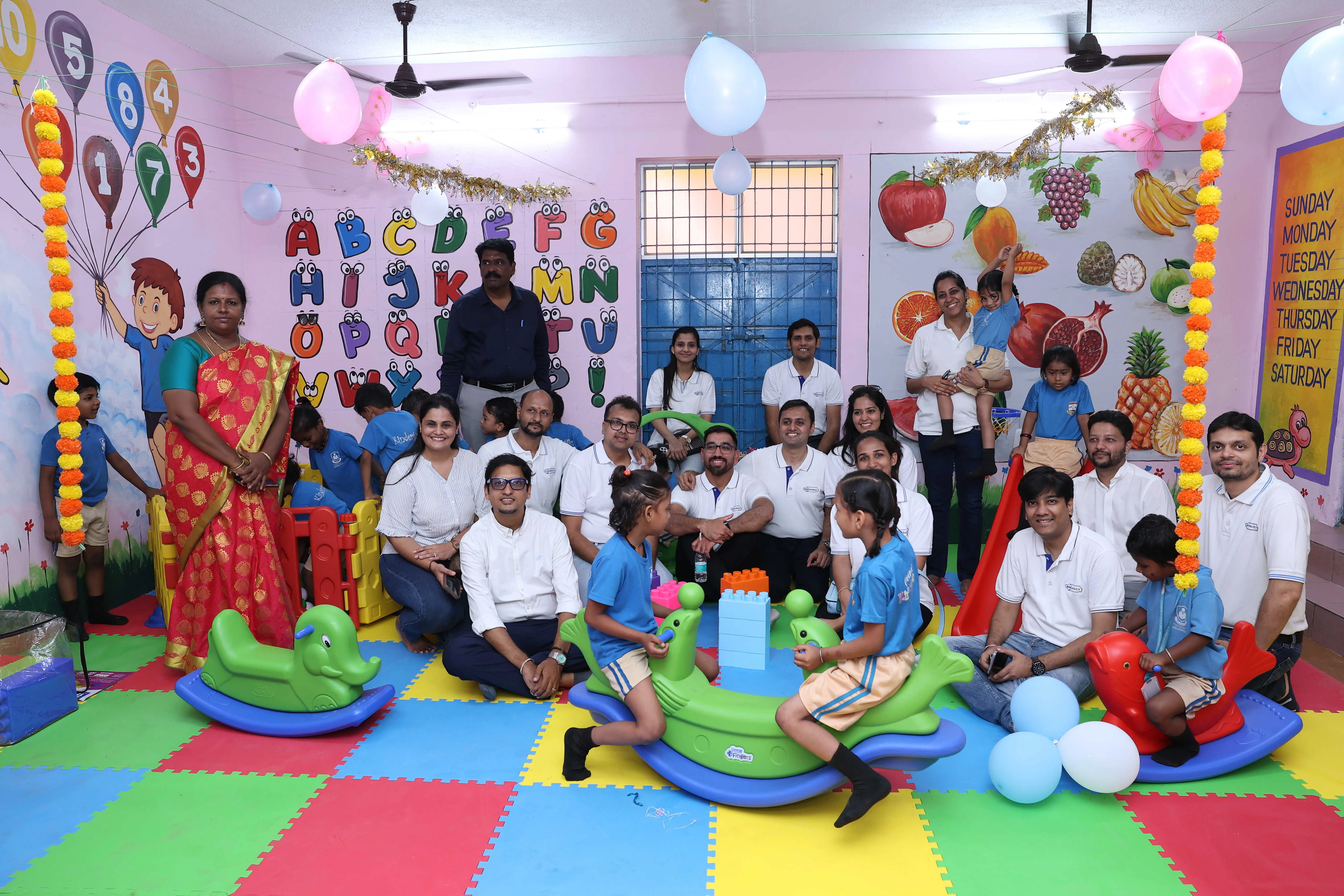 Children playing sports at a Project NIRMAAN school